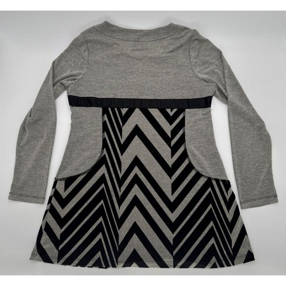 Artex Fasions long sleeves tunic small md in Canada Black Grey zig zag - Picture 3 of 10